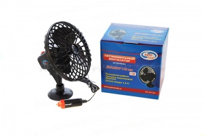 Автомобильный вентилятор 5" (D=140мм) 12V с пластиковой решеткой, на присоске, кабель 1.5 м