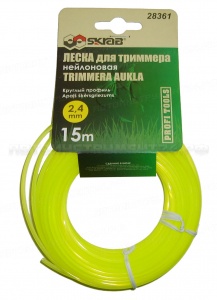 Леска для триммера 2,4мм*15м КРУГ/ЖЕЛТАЯ 28361
