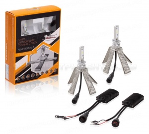 Лампа H1 LED кмпл 2шт. светодиодная 12В 18Вт 6500К 5000Лм белая PREMIUM AIRLINE, ALED-H1-01