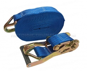 Стяжка (ремень) крепления груза ( 6 м, 50 мм) 2,5-5 тонн КРУГЛ. РУЧКА (лента + механизм) СИНИЙ 15шт