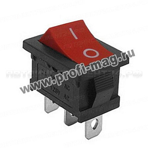 Выключатель клавишный квадратный ON-OFF Mini без подсветки "Red" (3-х контактный)