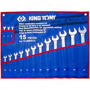 Набор комбинированных ключей, 6-32 мм, чехол из теторона, 15 предметов KING TONY 1215MRN02