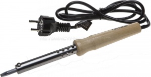 Электропаяльник СВЕТОЗАР "ТЕРМИТ", деревянная рукоятка, жало "LONG LIFE", форма клин, 80Вт