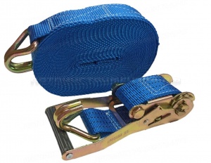 Стяжка (ремень) крепления груза (10 м, 50 мм) 2,5-5 тонн КРУГЛ. РУЧКА (лента + механизм) СИНИЙ 12шт