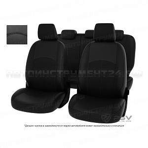 Чехлы Mazda 3 III 2013-> Sd черный/отстрочка черная, экокожа "Оригинал"