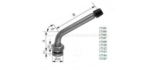 Металлический вентиль (длина 25мм+35мм) для бескамерных дисков, изгиб 75*