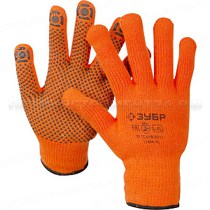 Перчатки утепленные Ангара, акриловые, с защитой от скольжения, 10 класс, сигнальный цвет, L-XL, ЗУБР Профессионал 11464-XL