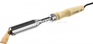 Паяльник, ЗУБР "МАСТЕР" 55303-200, с выключателем, деревянной рукояткой и долговечным жалом, 200Вт, клин