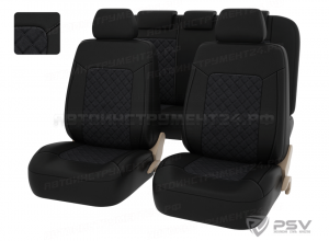 Чехлы PSV Elegant Next (Черная экокожа + т. серая алькантара), ромб