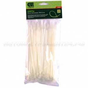Хомуты, 180 x 3,6 мм, пластиковые, белые, 100 шт. Сибртех