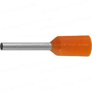 Наконечник СВЕТОЗАР штыревой, изолированный, для многожильного кабеля, оранжевый, 0,5 кв. мм, 25шт