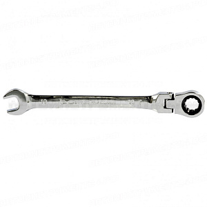 Ключ комбинированный трещоточный, 10 мм, CrV, шарнирный, зеркальный хром. MATRIX PROFESSIONAL