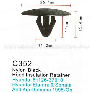 Клипса для крепления внутренней обшивки а/м Хендай/ Хонда пластиковая (100шт/уп.) Forsage клипса C1968(Hyundai)/Honda)