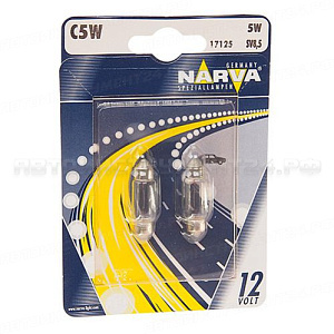 Автолампа C5W (SV8.5/8) 35мм (блистер, 2шт) 12V NARVA /1/10 NEW