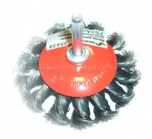 Щетка дисковая для дрели витая хвост 75х6мм 35439