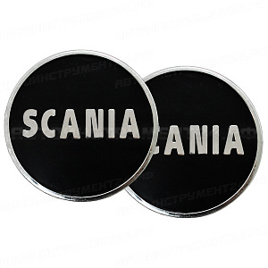 Эмблема на колпак колеса, пластиковая "SCANIA" (комплект 2шт.)
