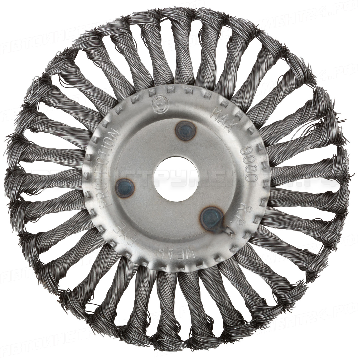 Корщетка-колесо, посадочный диаметр 22,2 мм, стальная витая проволока 180 мм