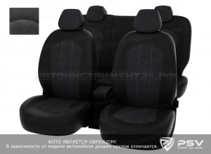 Чехлы Audi Q3 2011-> черная экокожа + т.серая алькантара "Оригинал"