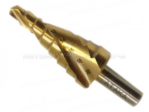 Сверло по мет. ступ. 4-12мм*5ступ. титан бокс профи Атака