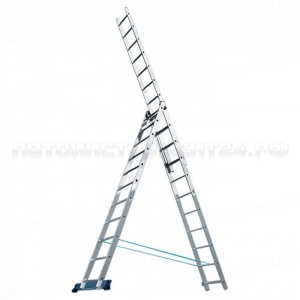 Лестница, 3 х 8 ступеней, алюминиевая, трехсекционная Pоссия