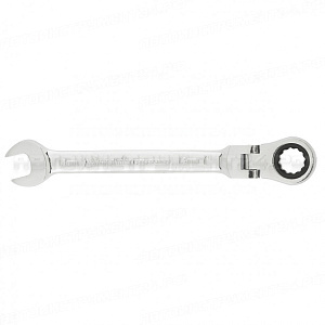 Ключ комбинированный трещоточный, 13 мм, CrV, шарнирный, зеркальный хром. MATRIX PROFESSIONAL