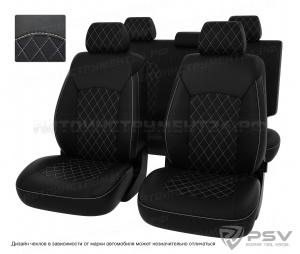 Чехлы Hyundai i40 2011-> РОМБ/отстрочка белая, черная экокожа "Оригинал"