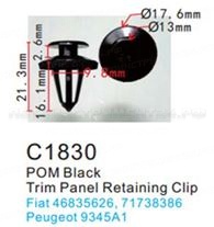 Клипса для крепления внутренней обшивки а/м Пежо пластиковая (100шт/уп.) Forsage клипса F-C1830( Peugeot)