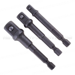 Набор адаптеров 3 предмета L=65, E-1/4", на квадрат 1/4", 3/8", L=75 на квадрат 1/2"