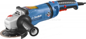 Углошлифов. машина (болгарка), ЗУБР Профессионал УШМ-П125-1400 ЭПСТ, удлин. рукоятка, конст. электрон., плав. пуск, 125мм, 3000-9500 об/мин, 1400 Вт