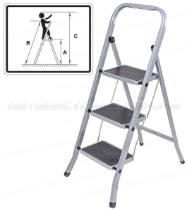Лестница-стремянка стальная, 3 широкие ступени, Н=105 см, вес 4,7 кг