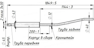 Глушитель для автомобилей Renault Logan (04-) 16V дополнительный (резонатор) (нержавеющая алюминизированная сталь) TRIALLI, EAM 0902