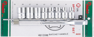 Набор 6-гранных торцевых головок с трещоткой на 1/2 Hans, 46134