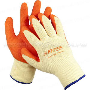 Перчатки STAYER "EXPERT" рабочие с рельефным латексным покрытием, 10 класс, L-XL