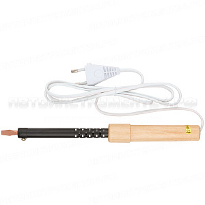 Паяльник 220 В, деревянная ручка, плоское медное жало D=6 мм, 65 Вт