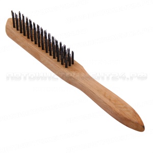 Щётка по металлу с деревянной ручкой трехрядная (3 ряда)