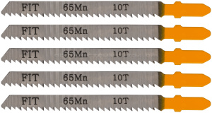 Полотна для э/лобзика по дереву, европ.хв., усил.сталь 65 Мп, с двухстор.заточкой зубьев, 5 шт., 10 ТPI