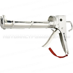 Пистолет для герметика, 310 мл, "полуоткрытый", хромированная, зубчатый шток 7 мм. MATRIX
