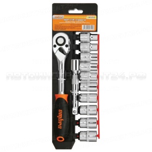 Набор головок торцевых с аксессуарами 1/2"DR, 10-19 мм, 12 предметов