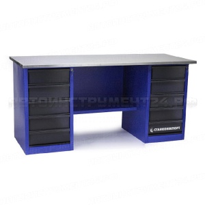 Стол для слесарных работ 1800 мм 2 тумбы с 5- ю ящиками без экрана