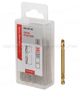 Сверло по металлу двусторон №975 ПрофОснастка Эксперт ? 6,2 мм HSS-G M2 TIN (6542) TIN/135° DIN 1897, 1шт. - (упак. в пласт. бокс по 10 шт.)