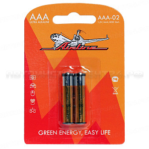 Батарейки LR03/AAA щелочные 2 шт. блистер AIRLINE, AAA-02
