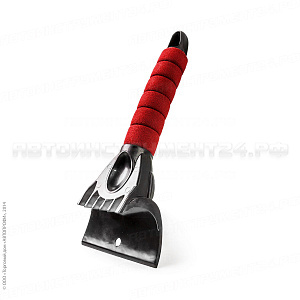 Скребок для снега "AUTOPROFI", ширина 9,5 см, усиленный, с мягкой ручкой, 25 см, чёрн./красный, 1/80