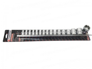 Набор головок 16 предметов 1/2" 6гр.(10-19,21,22,24,27,30,32мм), на планке Forsage F-4161-5