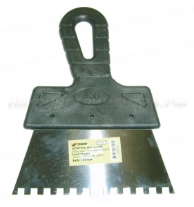 Шпатель зубчатый 8х8 250мм, нержавейка 27227