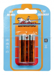 Батарейки AA HR6 аккумулятор Ni-Mh 2600 mAh 2шт. AIRLINE, AA-26-02