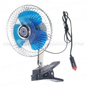 Вентилятор салона TE-16121 16см (6") с решеткой металл, на прищепе, с поворотом, хром, 12V /1/20