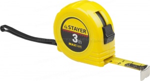 STAYER MaxTape 3м / 16мм рулетка в ударопрочном корпусе из ABS