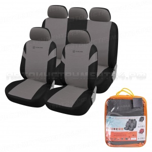 Чехлы для сидений универсал. "RS-4k+", передн./задн.(9 предм.), велюр, черн./сер. AIRLINE, ACS-VP-06