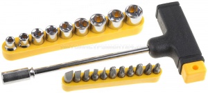 Набор: Отвертка Т-образная Maxfix с битами и торцовыми головками, 22-в-1, STAYER 2540-H20, 22 предмета