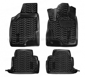 Ковры в салон (3D с подпятником) Toyota Harrier 2WD (ПР) (2003-13) компл. 4 шт., высокий борт, полимерные, черные AIRLINE